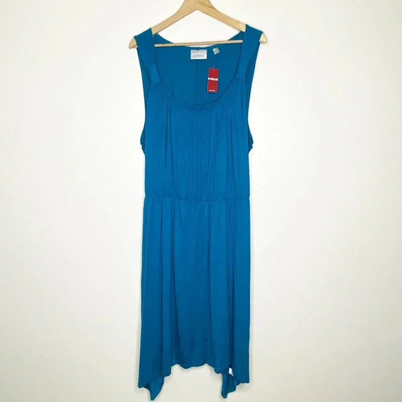 NWT Avenue Blue Tank Dress Tie Waist Women's 26/28 Midi Flowy Summer - Picture 4 of 13